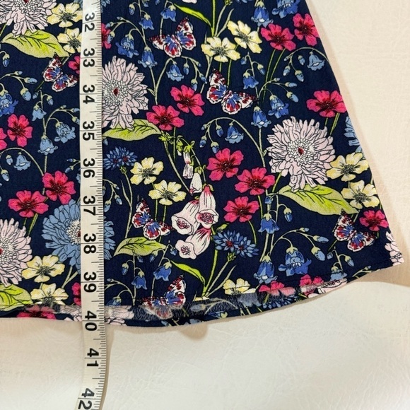 Talbots Smocked Split Neck Dress Knee Length Fit & Flare Floral Print XS - Picture 6 of 8